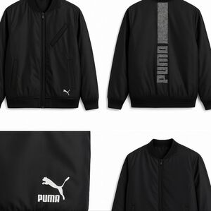 Puma Black Bomber Jacket with Logo Detail
